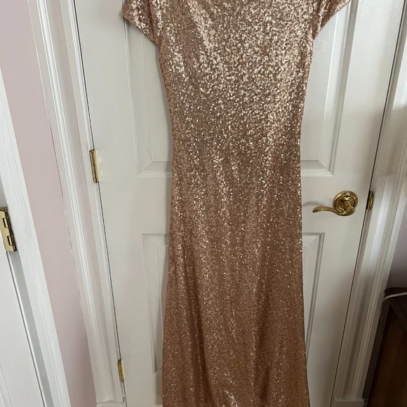 REVELRY Chloe Sequin Dress Rose Gold - SIZE 6 - Picture 2 of 8